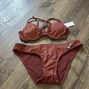 Hollister - Women’s Adorable rust/sparkly 2 piece bikini SMALL with tags